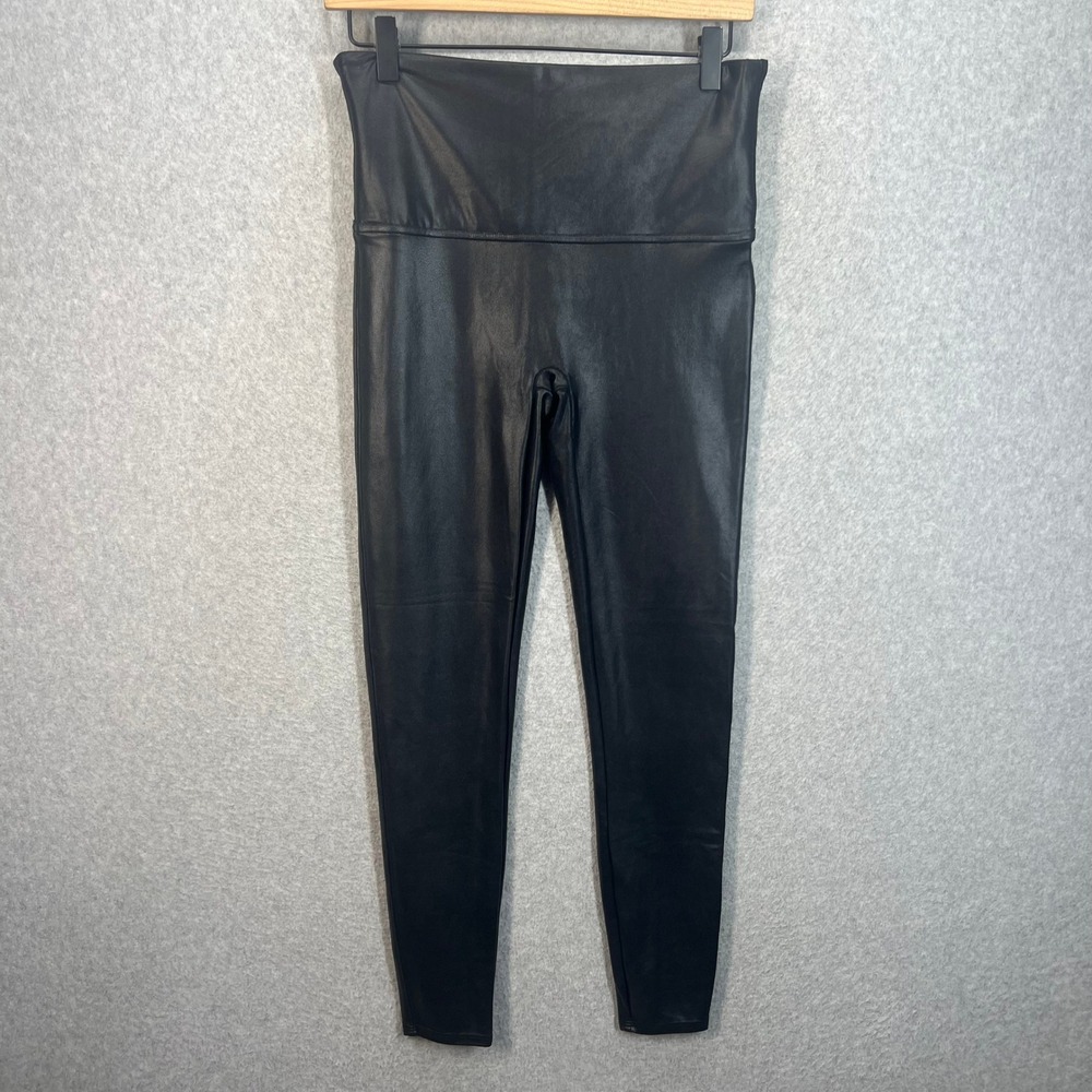 Spanx Faux Leather Leggings Black High Waisted Size XL 7242